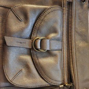 Fossil SashaGold Leather Cross Body Messenger Bag